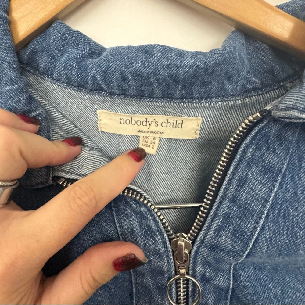 Nobody's Child Blue Golders Zip Through Denim Dress Size 2 - Picture 3 of 5